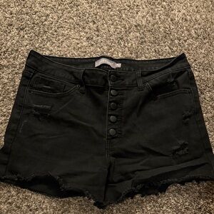 Just Black Women's Black Button-Up Jean Shorts